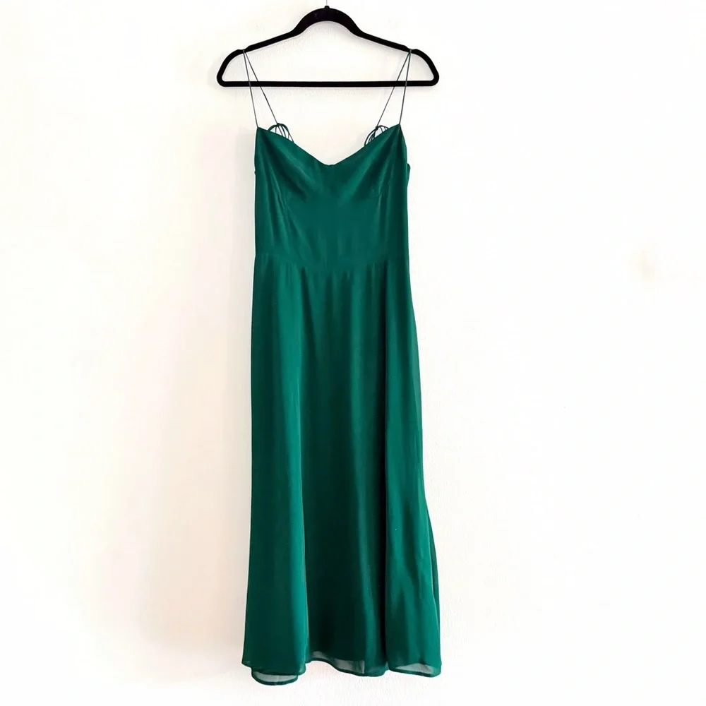 Reformation Juliette Dress In Emerald Green - Picture 5 of 13